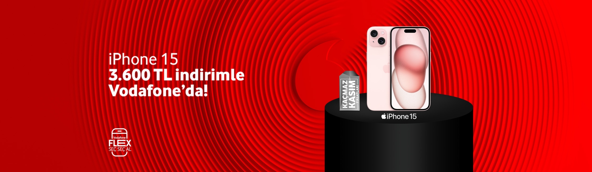 IPhone 15 128GB 3.600 TL İndirim Fırsatı İle Vodafone Flex'te