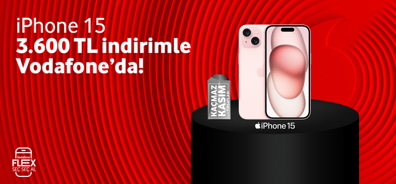 IPhone 15 128GB 3.600 TL İndirim Fırsatı İle Vodafone Flex'te