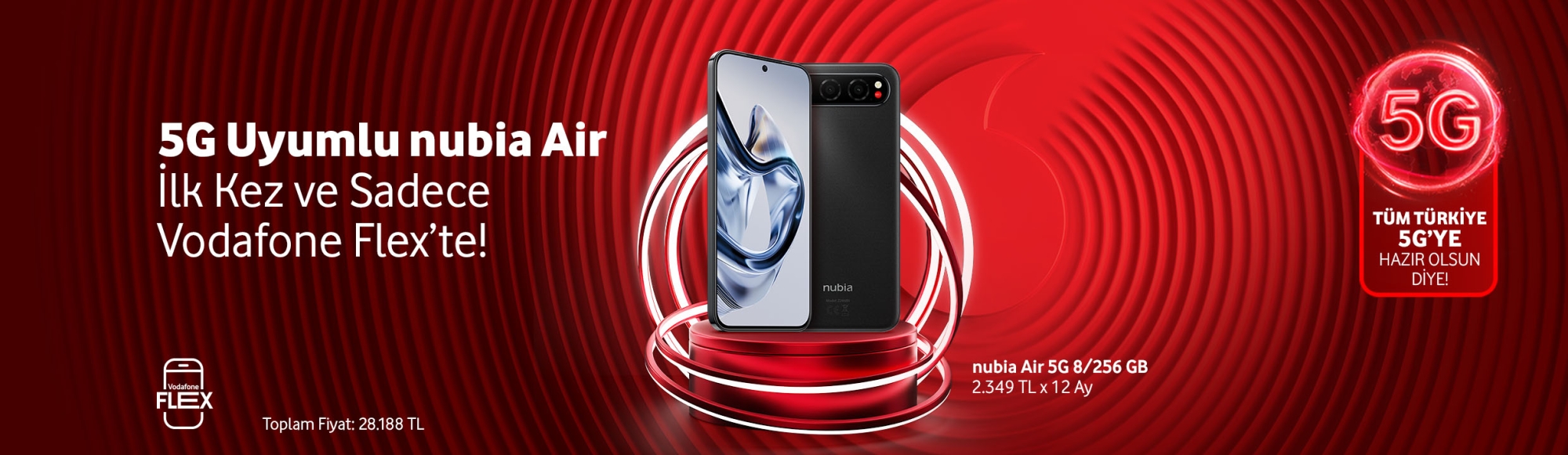 Nubia Air 5G uyumlu ilk kez ve sadece Vodafone Flex'te! - telefonlartab