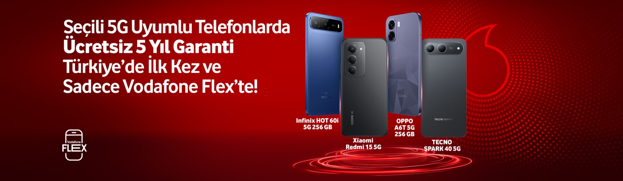 Seçili 5G uyumlu telefonlarda ücretsiz 5 yıl garanti Türkiye'de ilk kez ve sadece Vodafone Flex'te - ayınfırsatlarıtab
