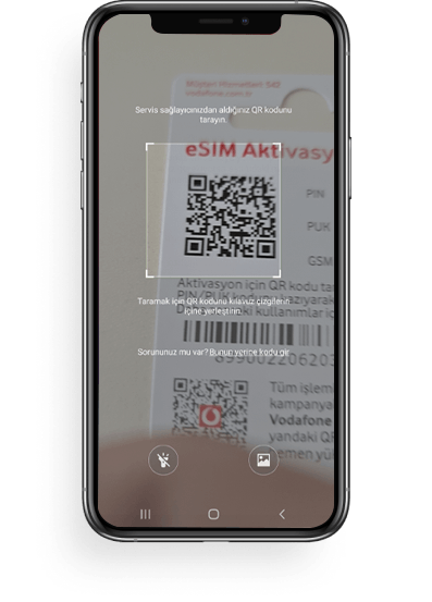 eSIM kartının üzerindeki QR kodu okut