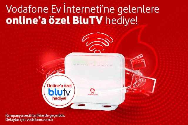 Vodafone Ev İnterneti'ne gelenlere online'a özel BLU TV hediye!