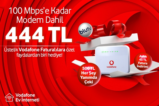 Vodafone Ev İnterneti'ne gelen Mobil faturalılar, onlara özel hediyeler ile sınırsız internetin tadını çıkartıyor!