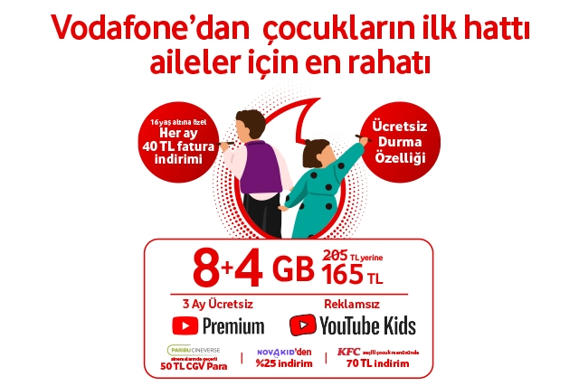 Vodafone'dan çocukların ilk hattı aileler için en rahatı!