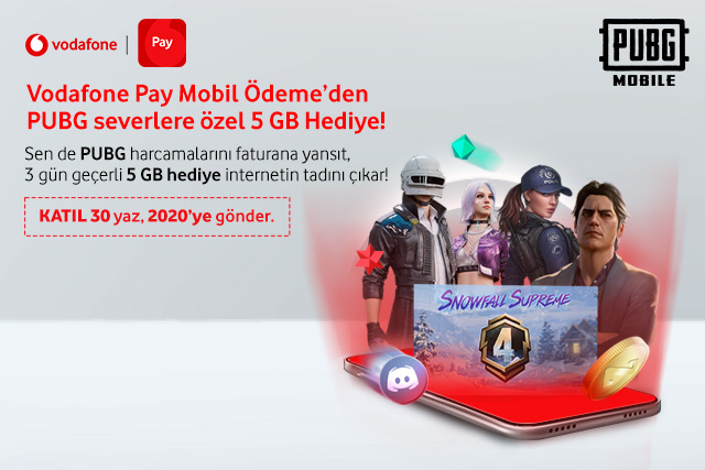 Vodafone Pay Mobil Ödeme’den PUBG Severlere Özel 5 GB Hediye!