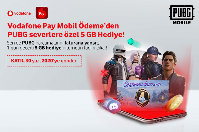 Vodafone Pay Mobil Ödeme’den PUBG severlere özel 5 GB hediye