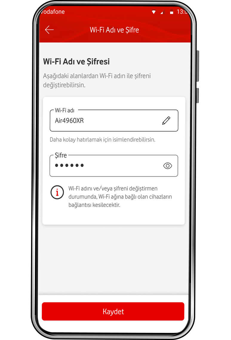 Wi-Fi adı ve şifrenizi düzenleyin.