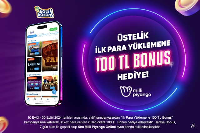 Milli Piyango'da ilk para yüklemene 100 TL bonus fırsatı