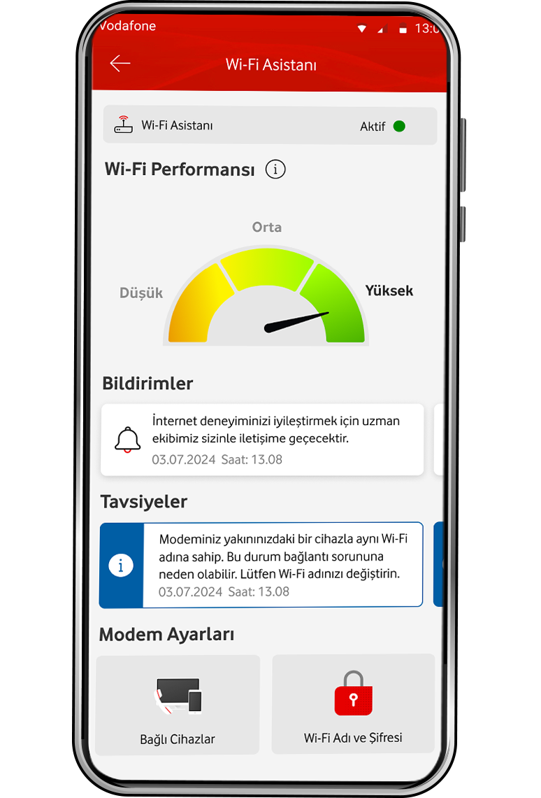 Wi-Fi Performansı, Bildirimler ve Tavsiyeleri gözlemleyin.