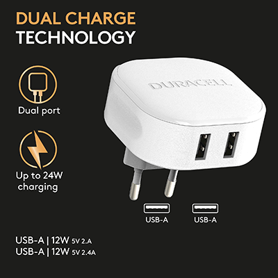 Duracell DRACUSB16W-EU 24W Wall Charger