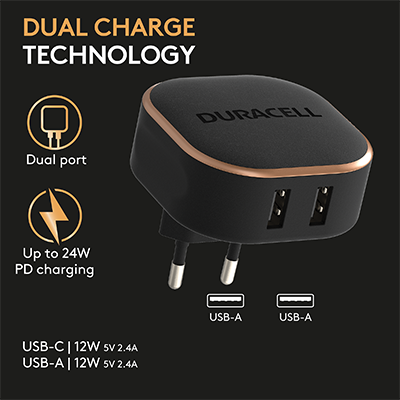 Duracell DRACUSB16-EU 24W Wall Charger