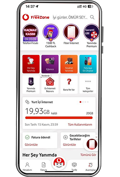 Vodafone Yanımda uygulamasına girin.