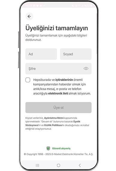 Vodafone’lulara Özel Hepsiburada sekmesine giriş yapın, hesap oluşturun.