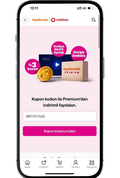 Hepsiburada Premium hediyesini aktifleştirmek için kodu girin