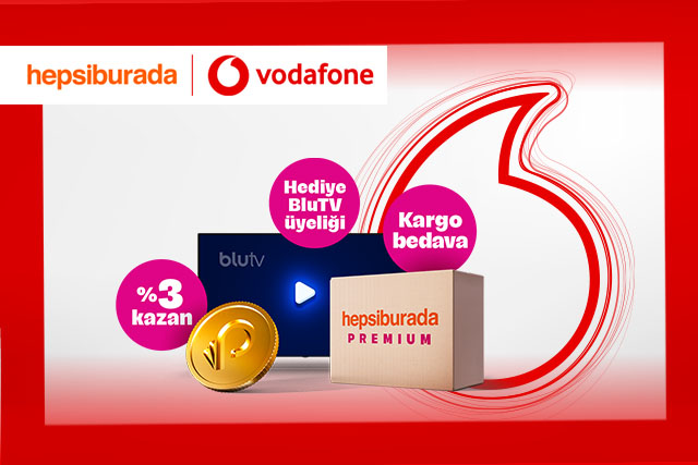 Vodafone Yanımda uygulamasındaki Hepsiburada alışverişlerinizde 2 ay Hepsiburada Premium hediye