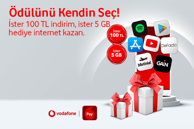 Ödülünü kendin seç! İster 5 GB internet, ister 100 TL indirim kazan