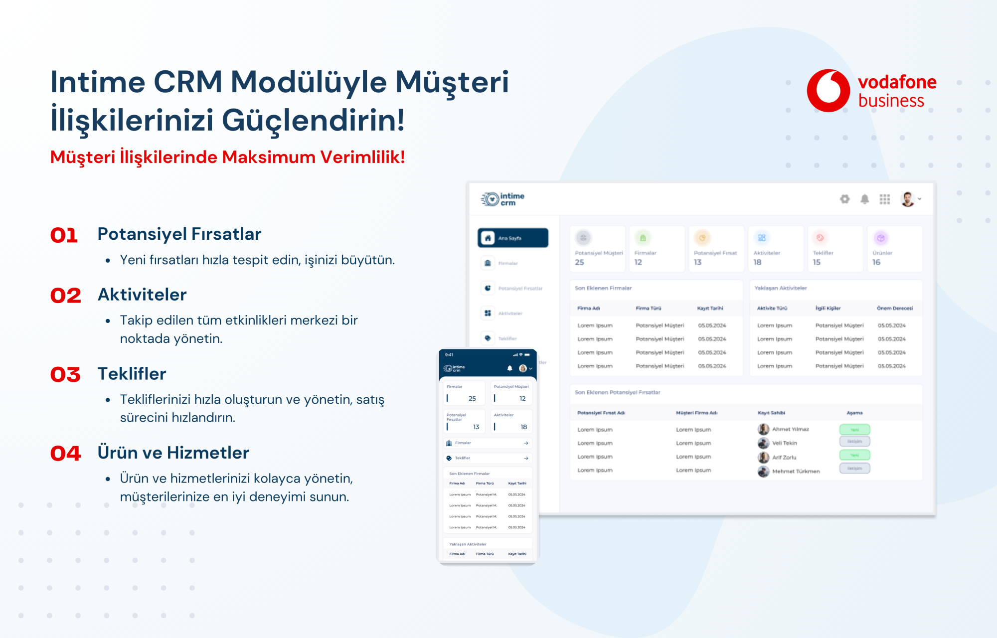 Intime CRM modülüyle müşteri ilişkilerinizi güçlendirin! Müşteri İlişkilerinde Maksimum Verimlilik!