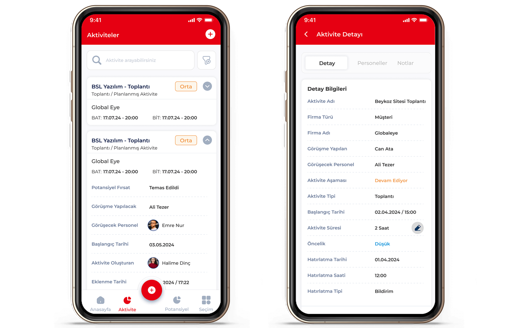 Aktiviteler Ekranı ile satış ekibinizin süreçlerini kolayca yönetin