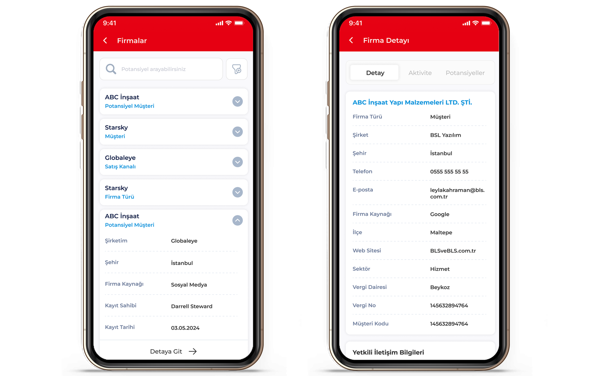 Firmalar Ekranı ile iş bağlantılarınızı anlık ve eksiksiz yönetin.