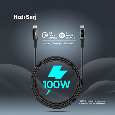 ttec 100W USBC LCD 150cm Kablo