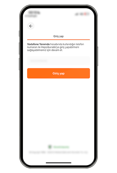 Hepsiburada hesabınız ile devam edin - Yanımda uygulaması üzerinden telefon numaranızın tanımlı olduğu bir Hepsiburada hesabına giriş yapın.