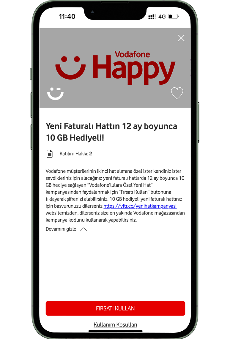 «Fırsatı Kullan» butonuna tıklayın