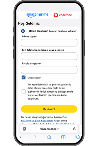 Mevcut Amazon hesabınız ile giriş yapın veya yeni bir hesap yaratın