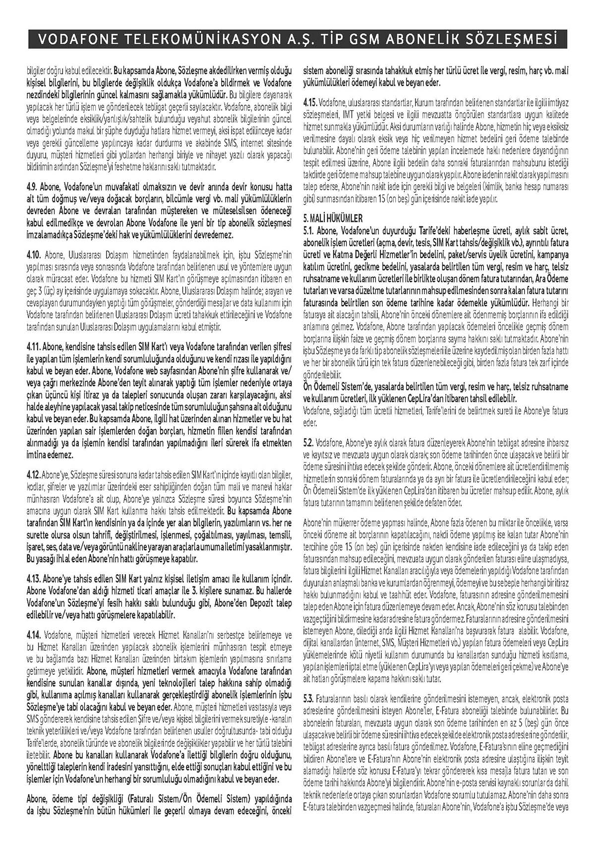 Bireysel Abonelik Sözleşmesi Sayfa 3