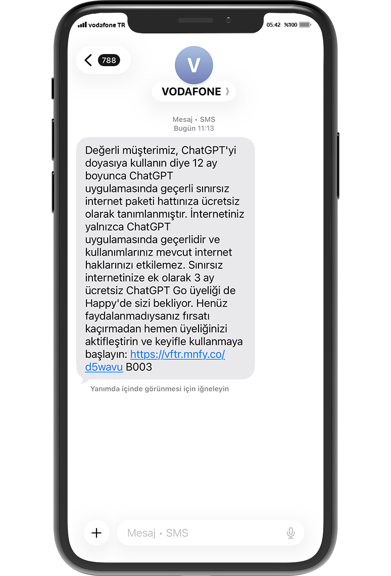 SMS bilgilendirmesi