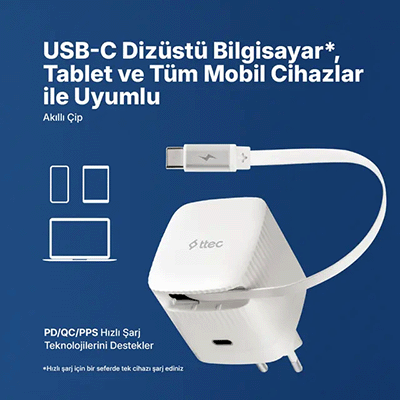 ttec Gan 65W PD Duo Sarj Seti
