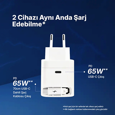 ttec Gan 65W PD Duo Sarj Seti