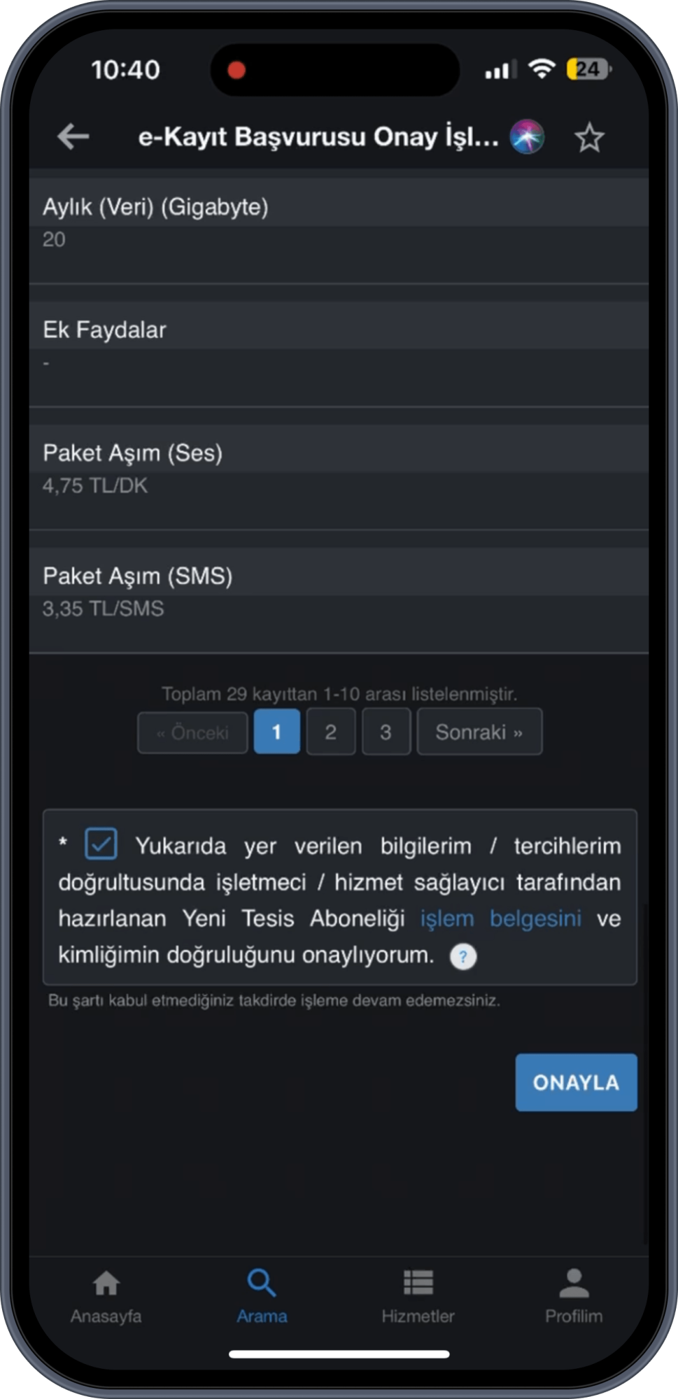 Başvurunuzu onaylayın