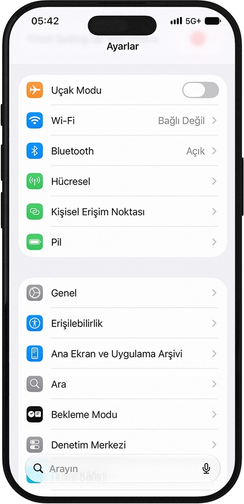Hücresel ayarlarını açın.