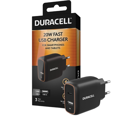 Duracell 20W PD 1USB-C+A Wall Charger