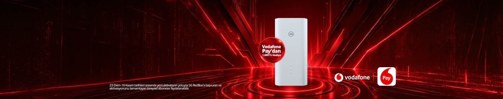 5G RedBox ile Vodafone Pay'den 1.000 TL hediye!